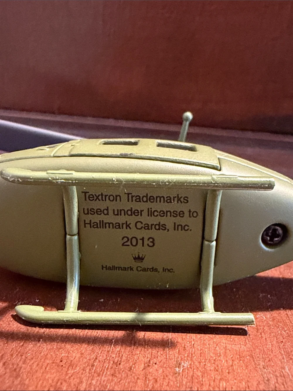 Hallmark green Army Huey helicopter keepsake ornament